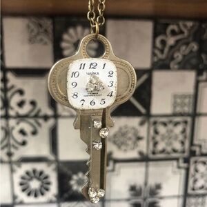 Old VINTAGE Key‎ Necklace With Watch Face Handmade Using RECYCLED Pieces